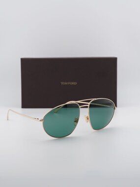 Tom Ford FT0796 28N Aviator Sunglasses - Shiny Rose Gold / Green